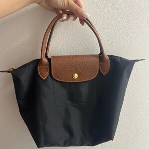 Longchamp champ Classic Black and Brown Nylon Tote Bag